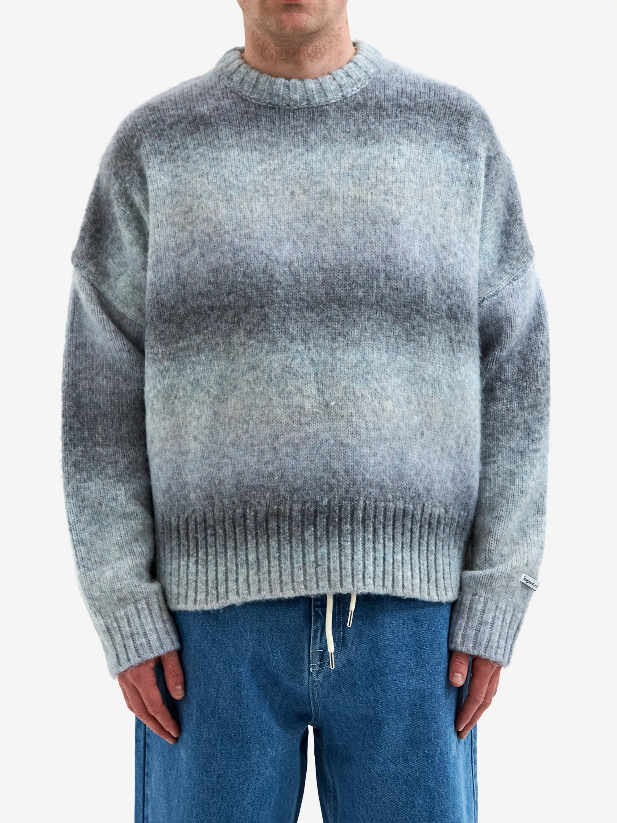 about:blank Ombre Brushed Crewneck Jumper - Grey/Blue