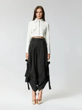 Eyos Infinity | Wool Palazzo Trousers with Ribbons in Black
