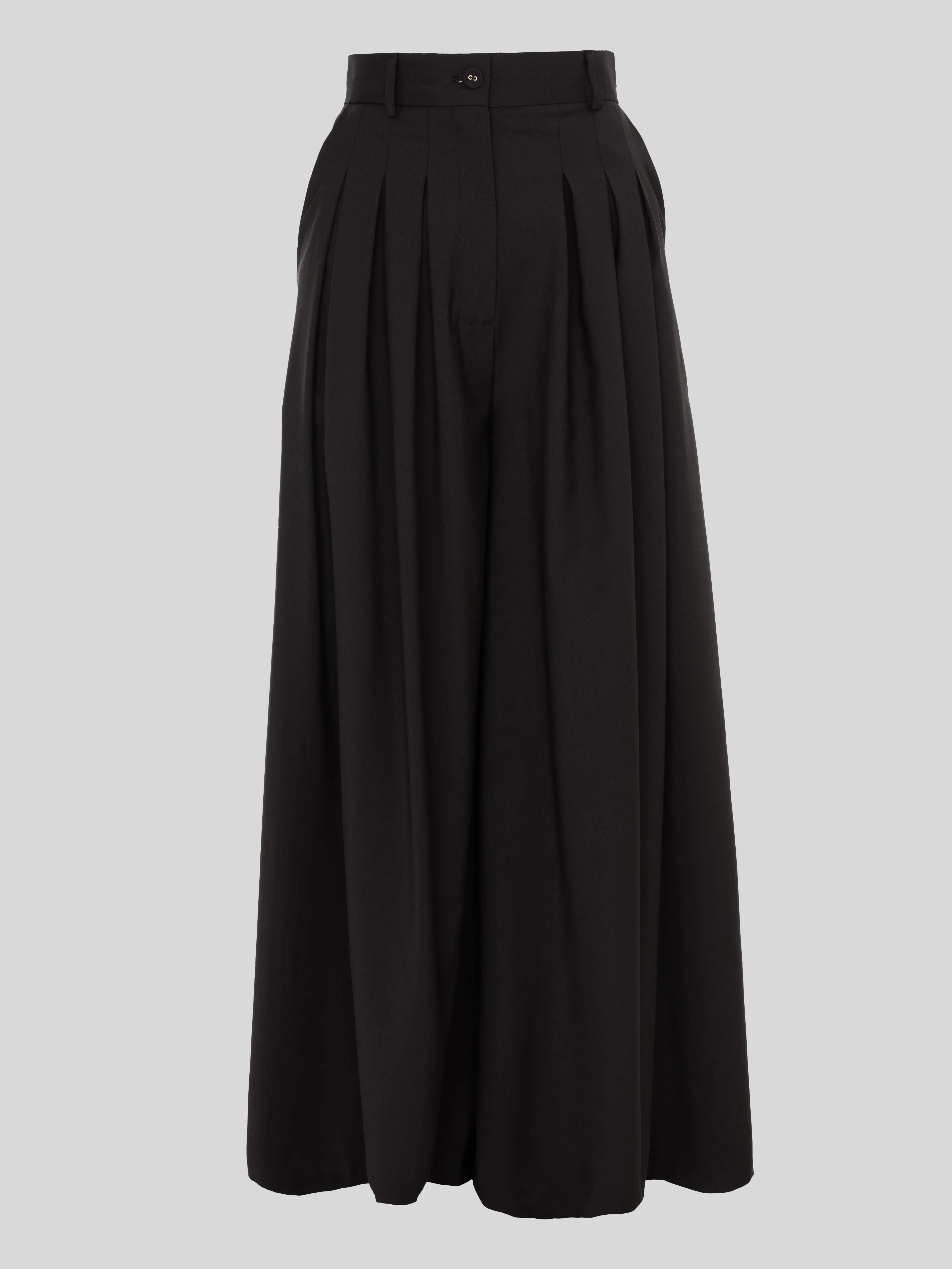 Eyos Infinity | Wool Palazzo Trousers with Ribbons in Black