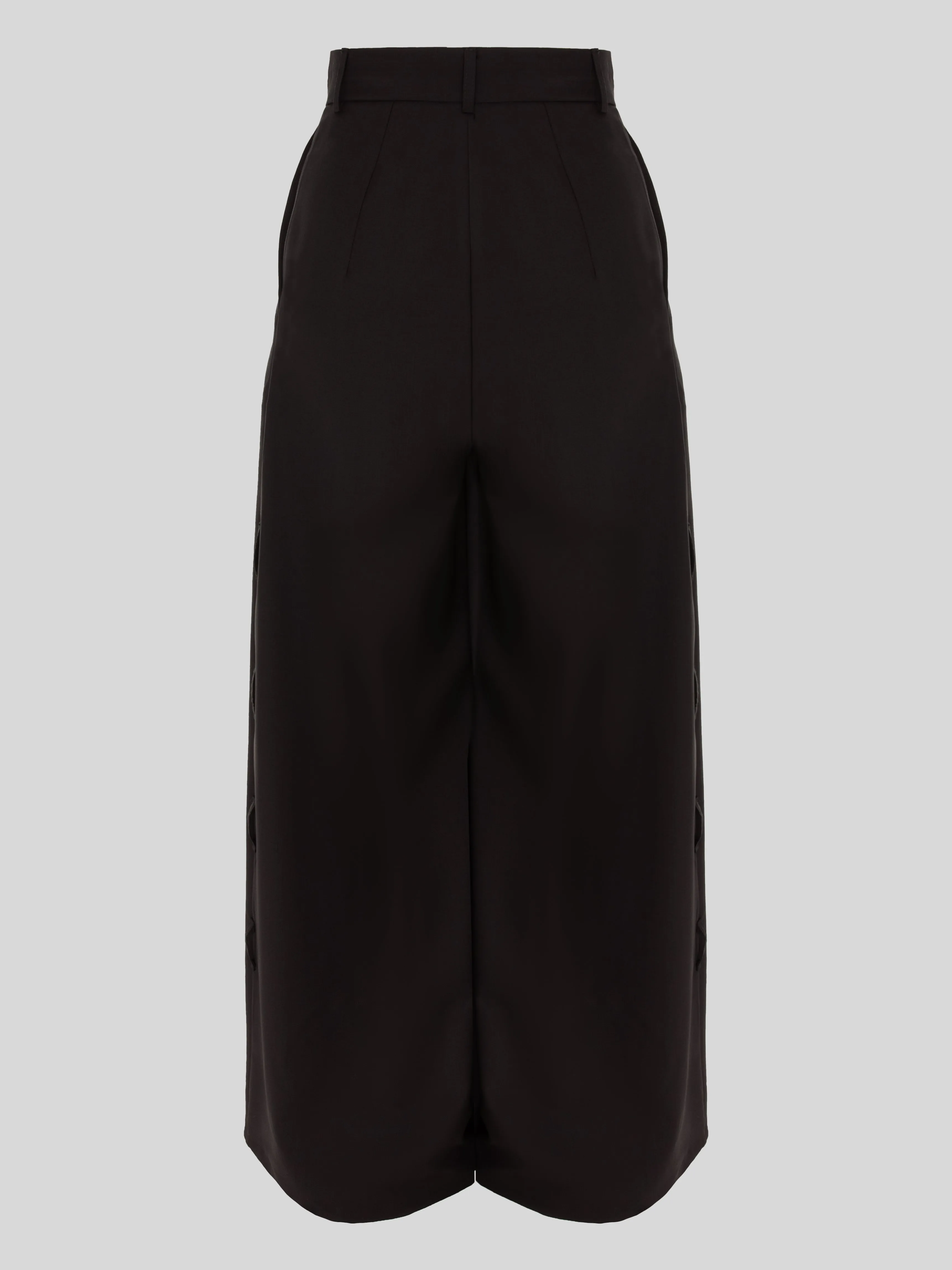 Eyos Infinity | Wool Palazzo Trousers with Ribbons in Black