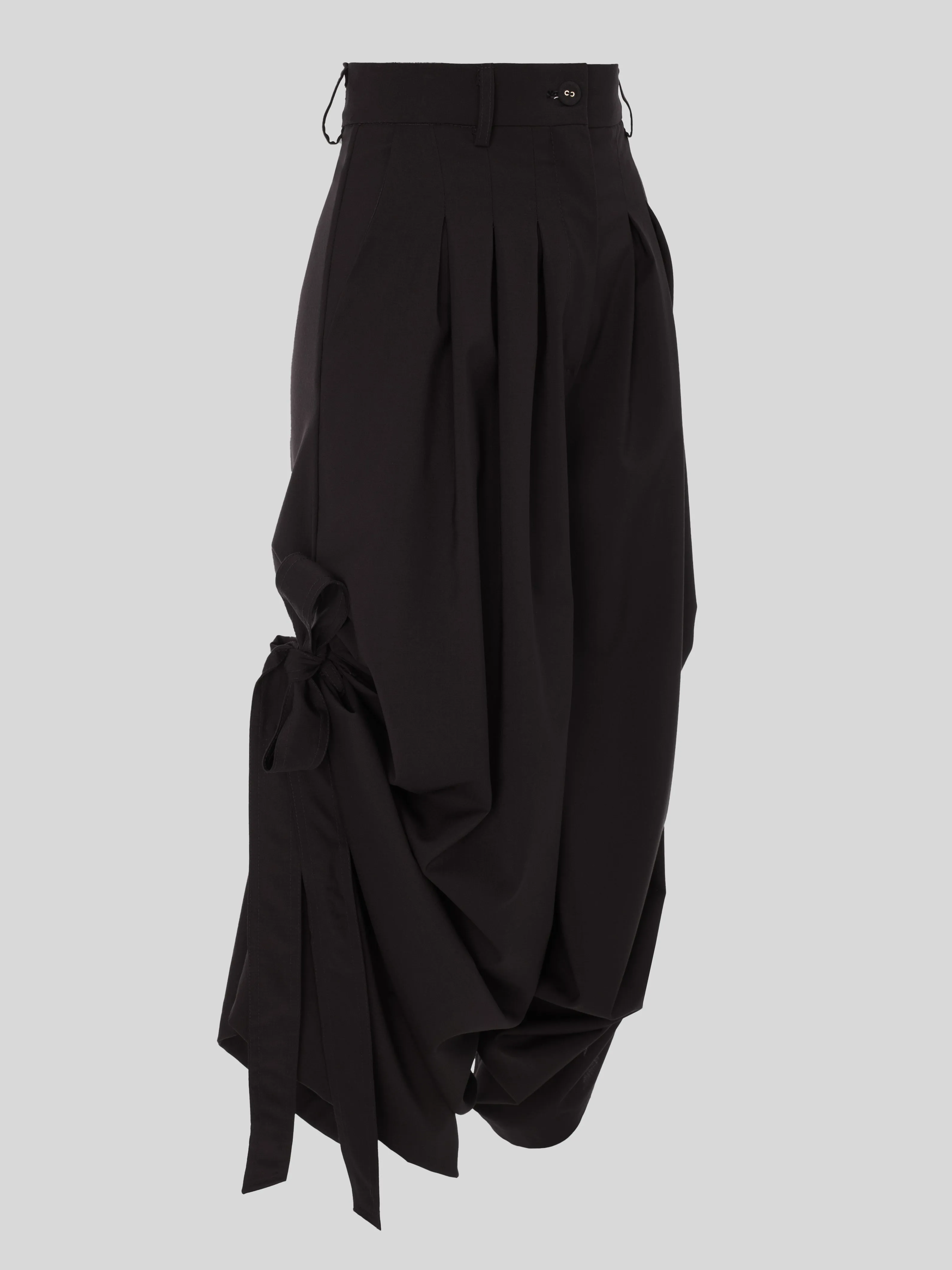 Eyos Infinity | Wool Palazzo Trousers with Ribbons in Black
