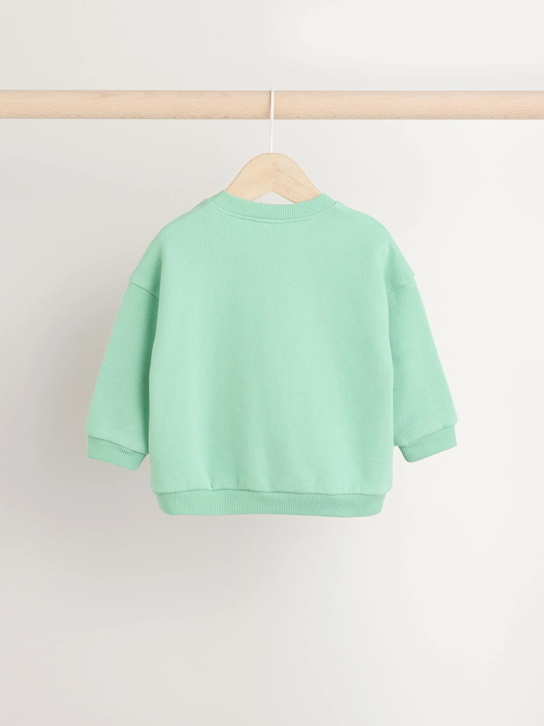 Green/Pink Gingham Baby Sweat Jumper and Woven Trousers Set