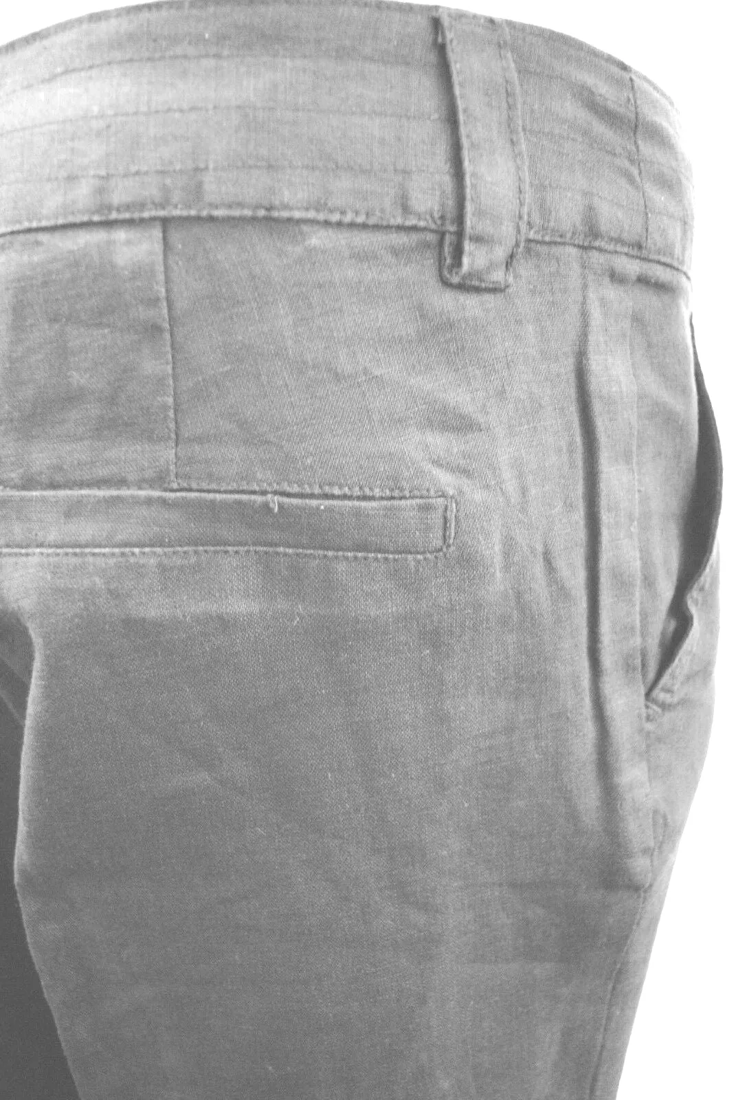 Grey Linen High Rise Straight Leg Trousers