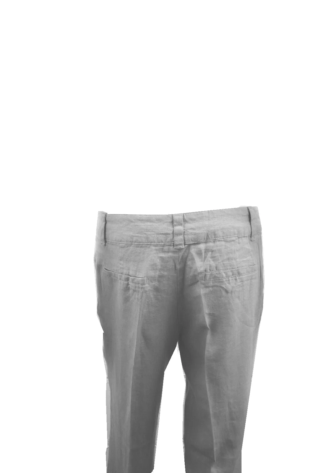 Grey Linen High Rise Straight Leg Trousers