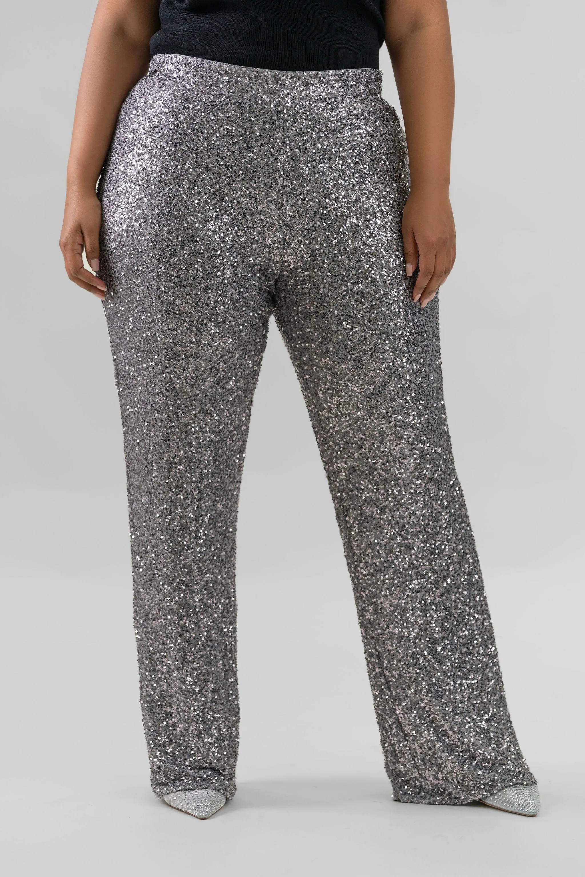 GUNMETAL SEQUIN FREDDIE TROUSERS