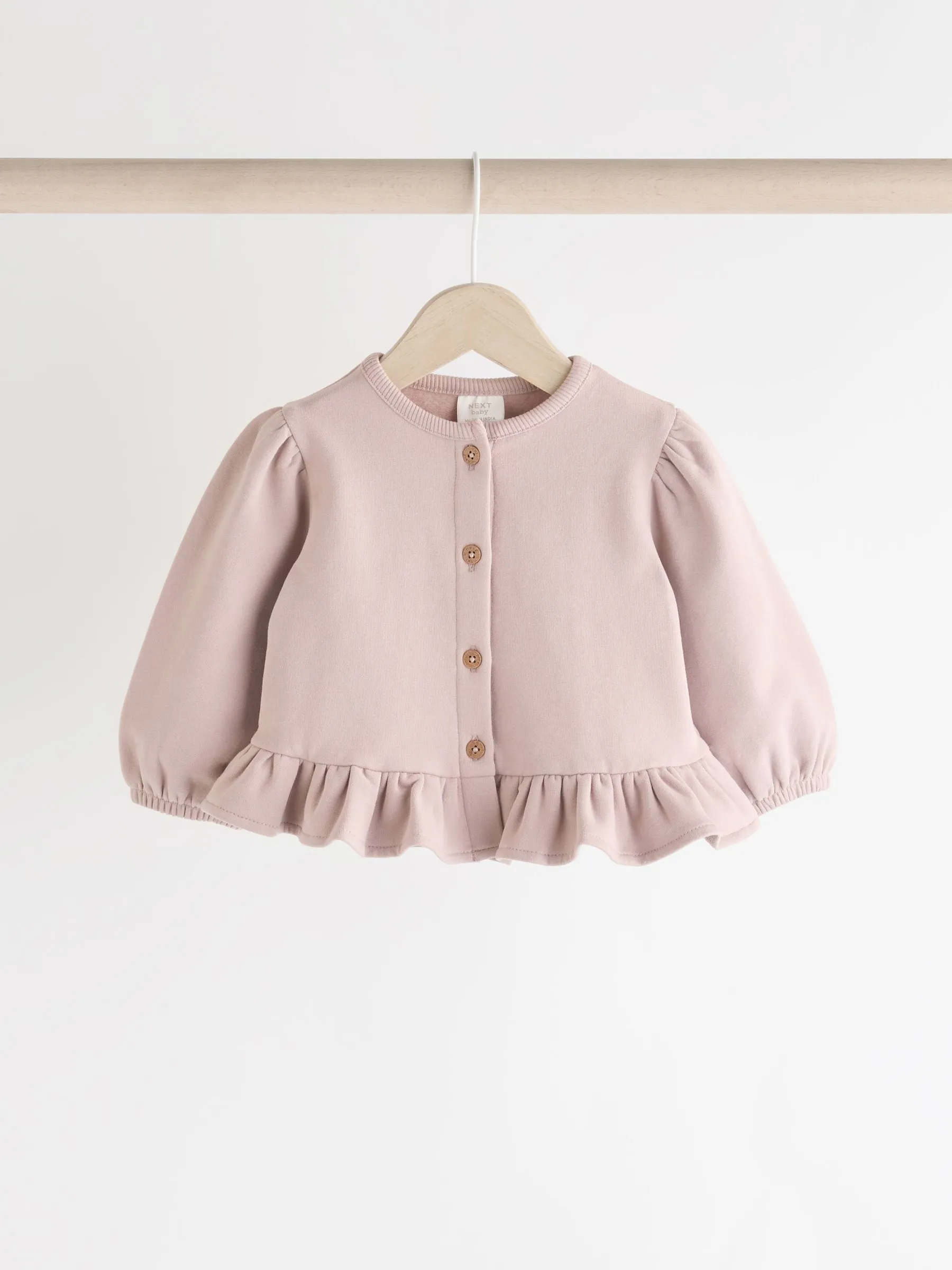 Mauve Purple Frill Hem Baby Sweat Jumper & Trousers Set