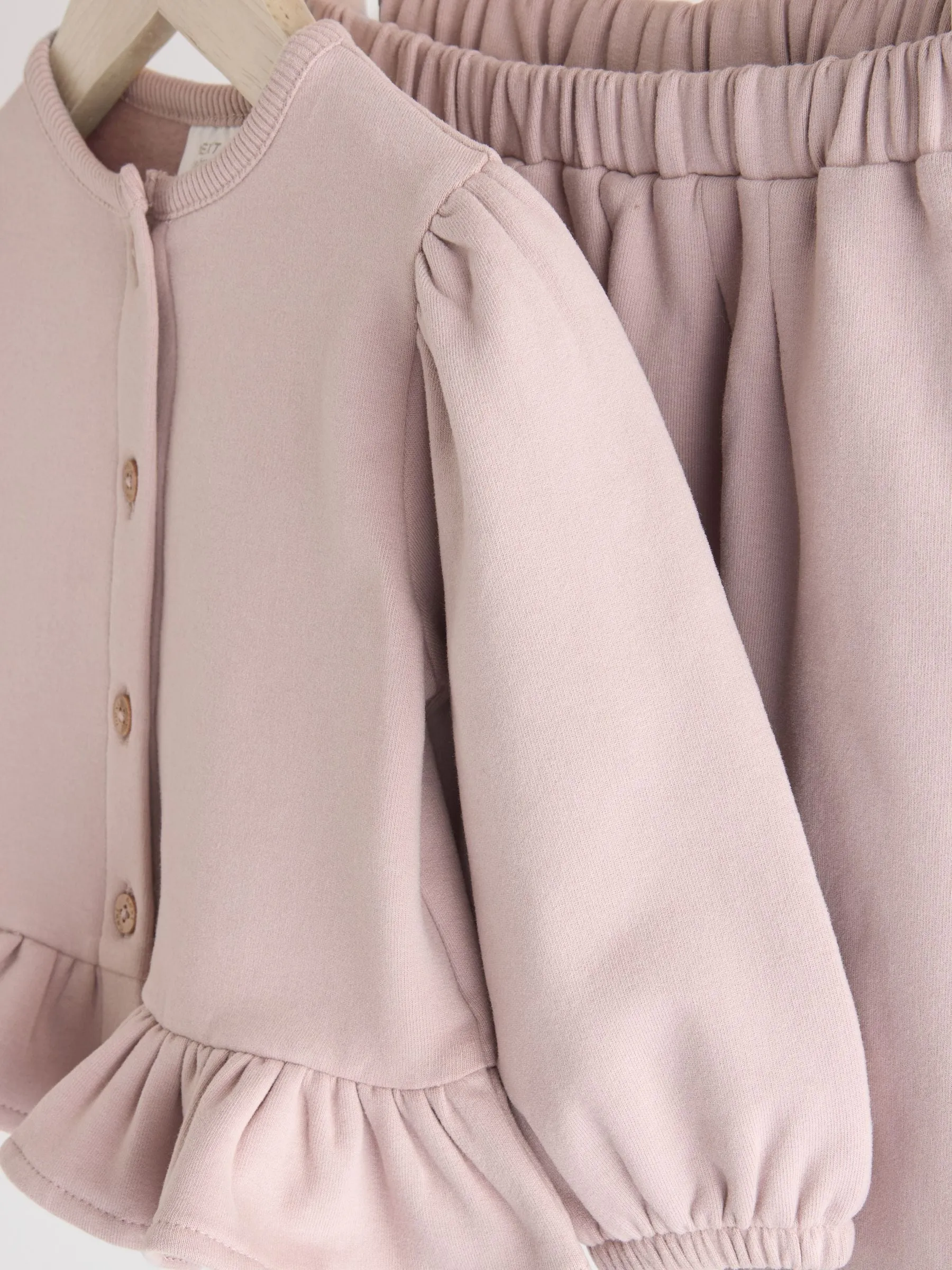 Mauve Purple Frill Hem Baby Sweat Jumper & Trousers Set
