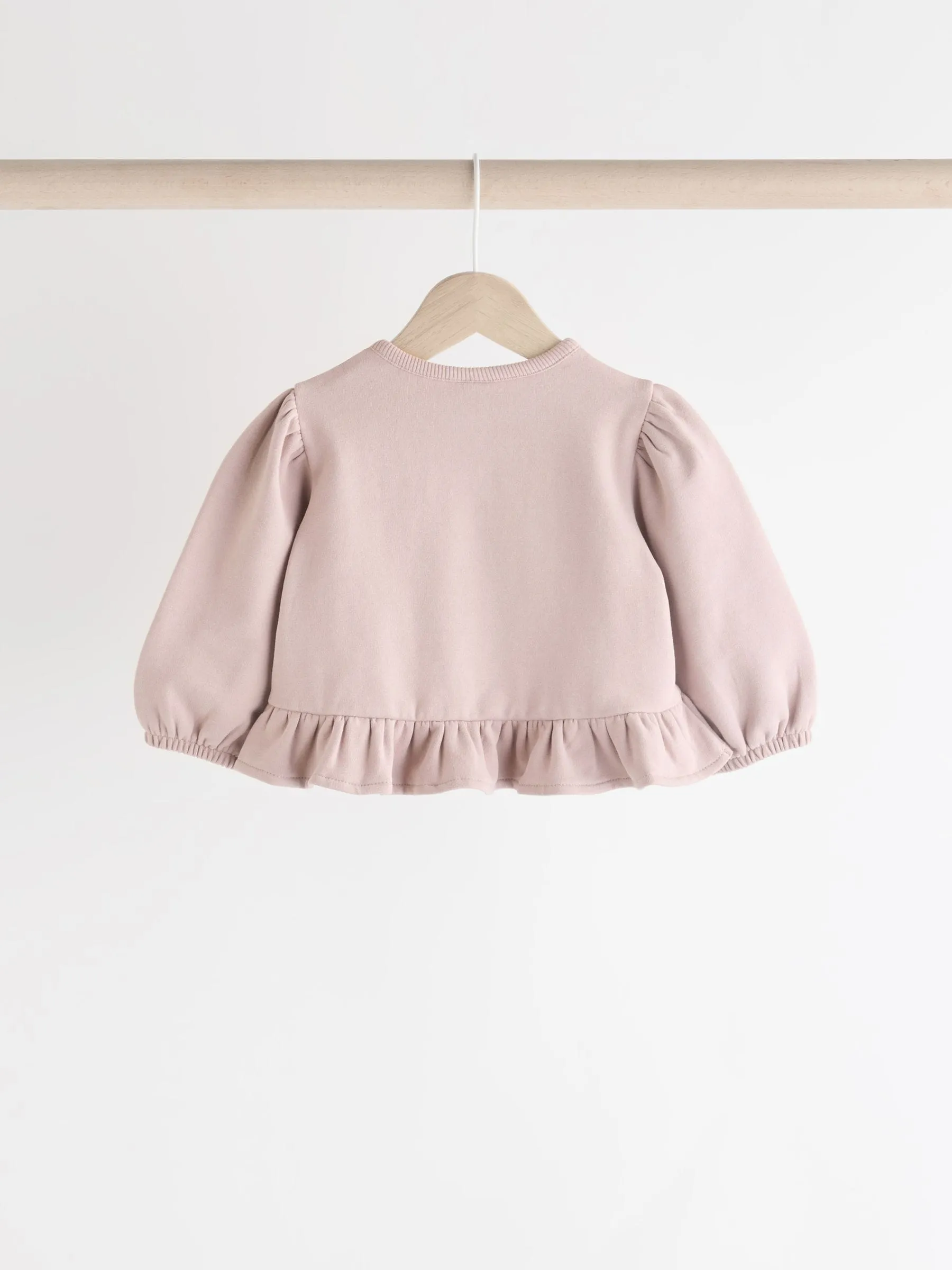 Mauve Purple Frill Hem Baby Sweat Jumper & Trousers Set