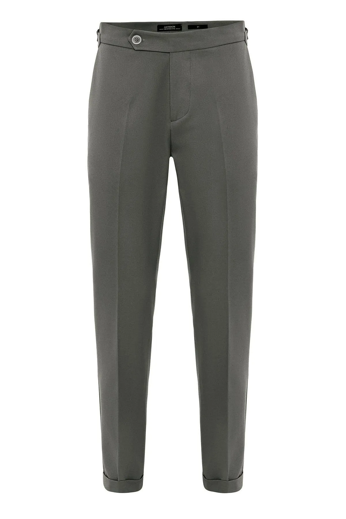 Men's Khaki High-Waist Regular Fit Pants - Wessi