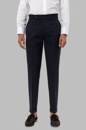 Men's Navy Blue Navy High-Waist Regular Fit Pants - Wessi