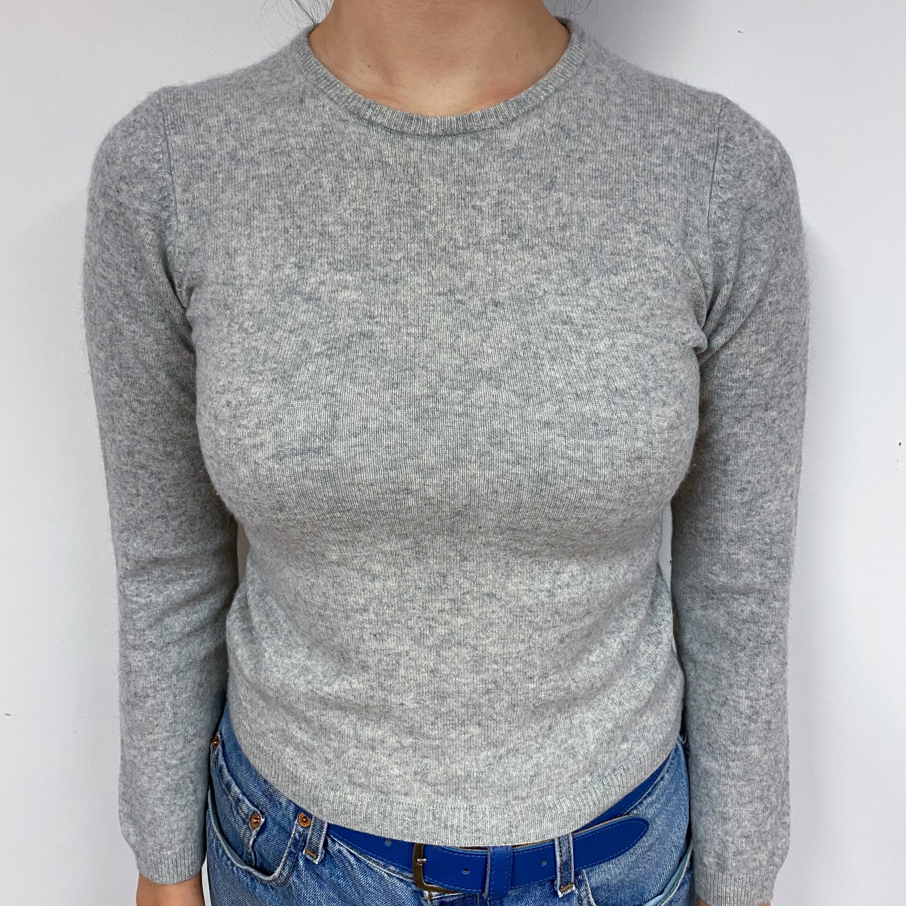 Smoke Grey Cashmere Crew Neck Jumper Small