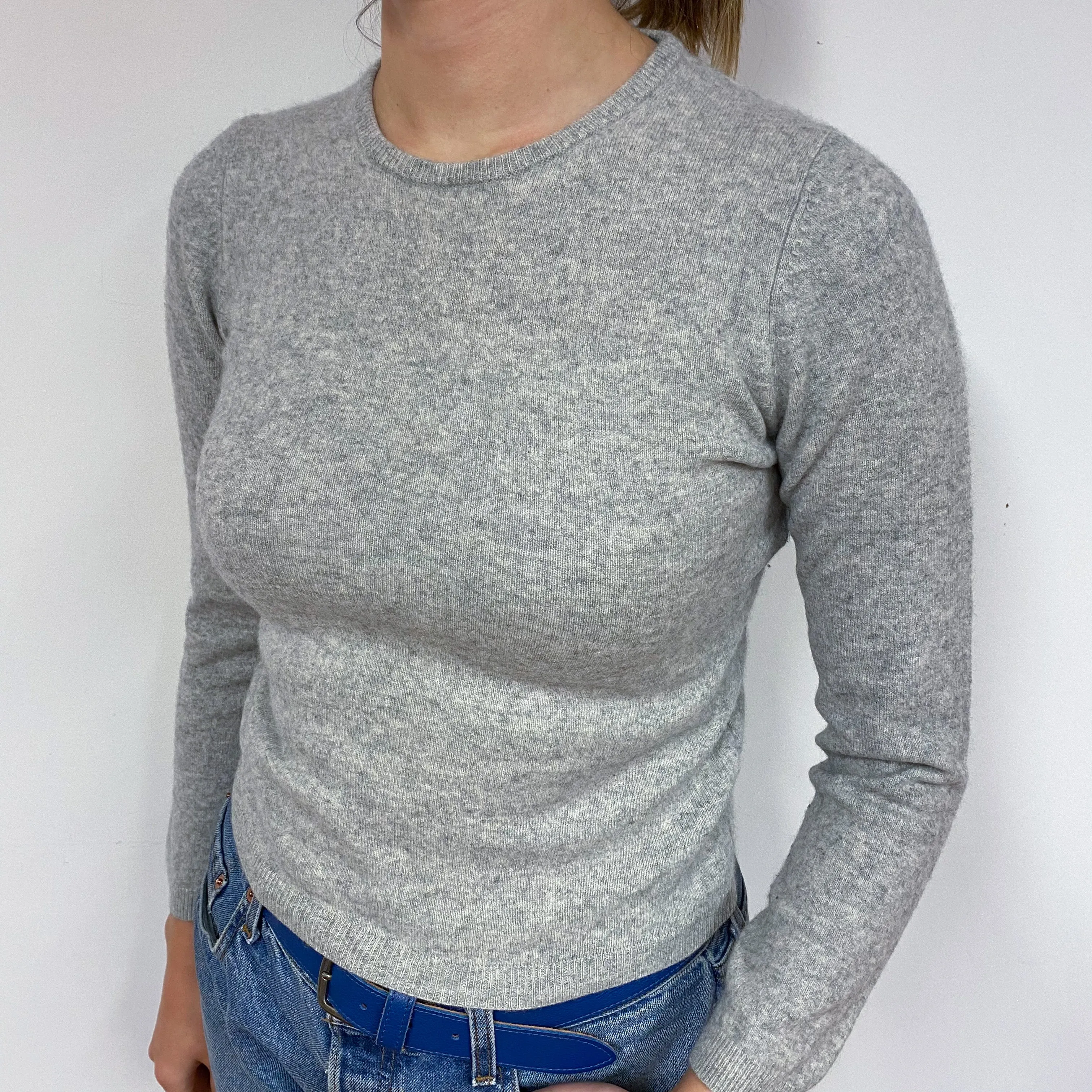 Smoke Grey Cashmere Crew Neck Jumper Small