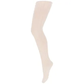 Wool Rib Tights in Ecru by MP Denmark